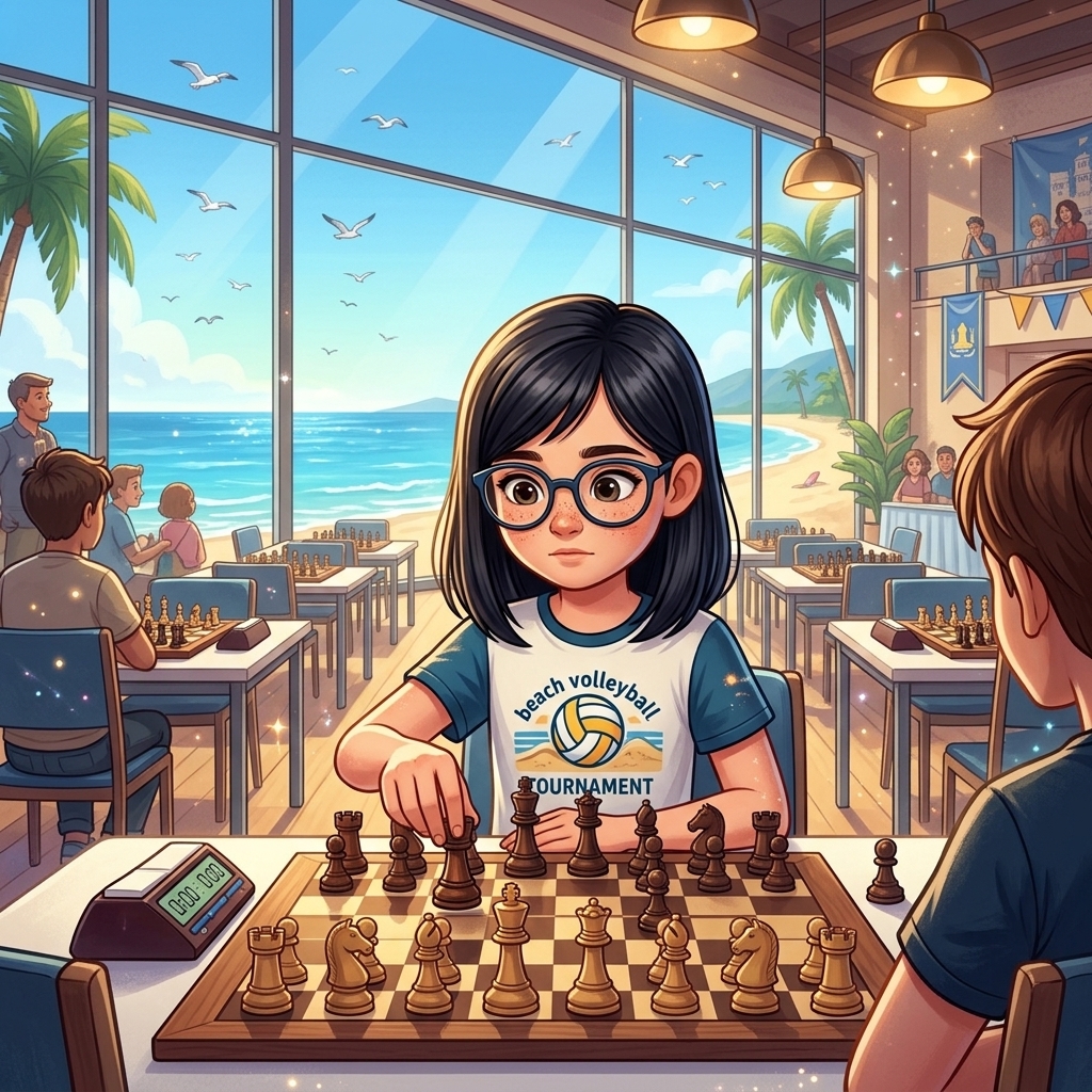 Martina jugando en el torneo regional de la playa