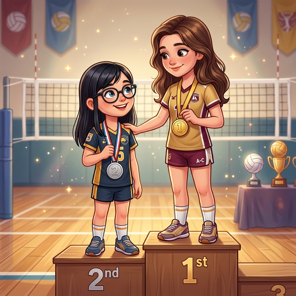 Martina y Valeria en el podio con sus medallas